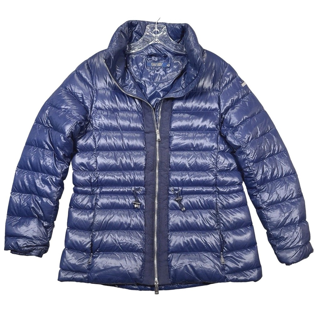 Polo Golf Ralph Lauren Down Puffer Jacket Women's Medium Navy Blue Quilted Coat
